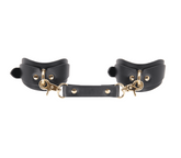 Love In Leather Shaped Bondage Ankle Cuffs - Gold - Collars and Leads